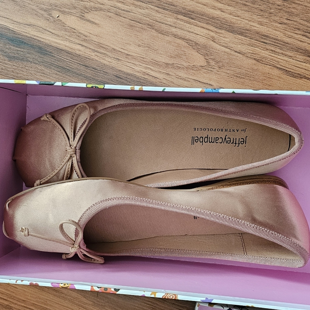 Jeffrey Campbell Aurora satin flats dark natural 7.5 Anthropologie